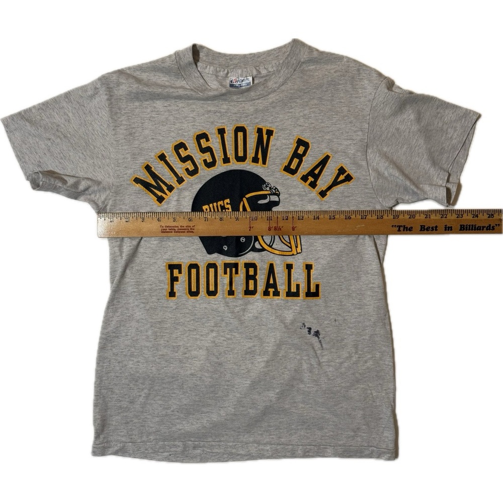 VINTAGE Mission Bay Football T-Shirt Hanes Fifty Fifty Sz Medium - Picture 2 of 10